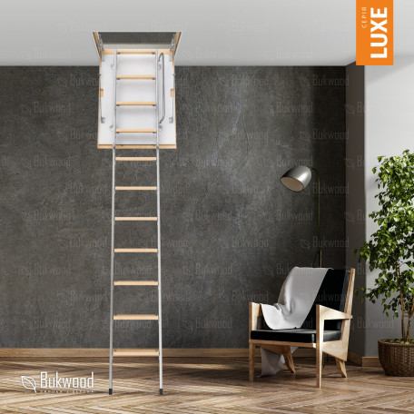 Лестница на мансарду с утеплением Bukwood Luxe Metal Standard 110x80